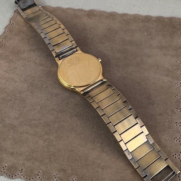 Vintage LassaleLuxury Watch Gun Metal Black on Gold, Roman Numeral Bezel - Picture 9 of 11